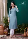 Blue Colour Giva Vol 2 By Moksh Maaza Cotton Handwork With Pocket Kurti Exporters In India 675