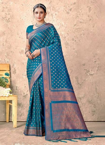 Blue Colour Gulshan By Sangam Silk Saree Catalog 1005