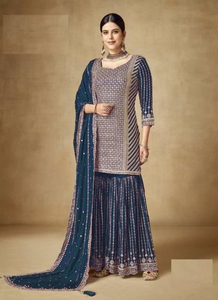 Blue Colour Gulzar By Utsav Embroidered Wedding Wear Readymade Suits Orders In India RF27576