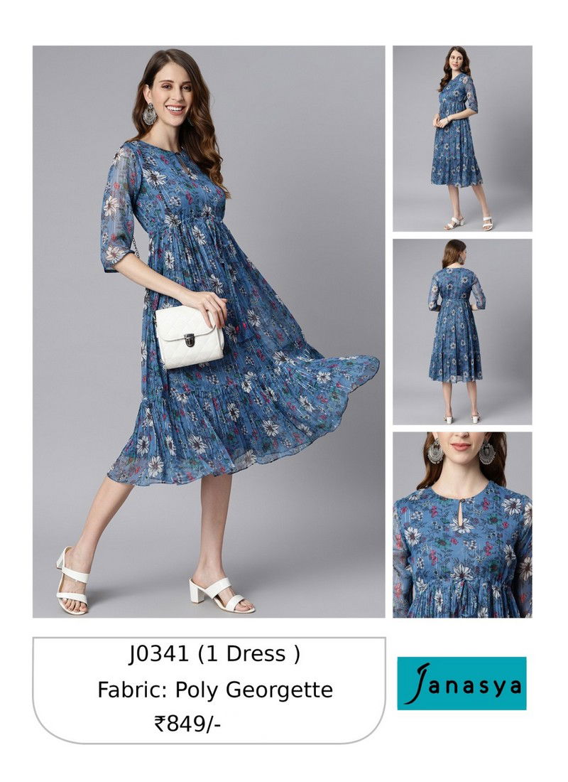 Blue Colour Janasya Designer Kurti Catalog 341