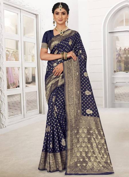 Blue Colour Janshin Wedding Wear Wholesale Silk Sarees 3263.jpg