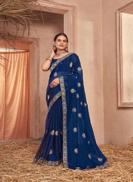 Blue Colour Jayshree 2257 A To C Samundar Chiffon Designer Wholesale Saree Suppliers In Mumbai 2257-A