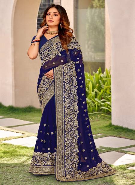 Blue Colour Jigyasa By Nari Fashion Wedding Saree Catalog 7114