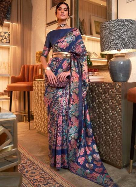 Blue Colour Kaazi Silk Designer Wholesale Party Wear Sarees 257002