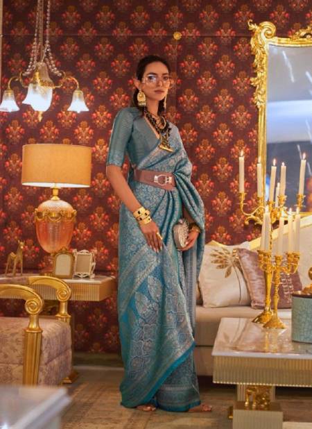 Blue Colour Kabby Silk By Rajtex Wedding Sarees Catalog 321006