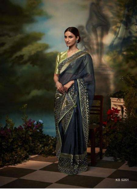 Blue Colour Kajal Vol 2 By Kimora Fancy Wedding Designer Saree Catalog KS 5251