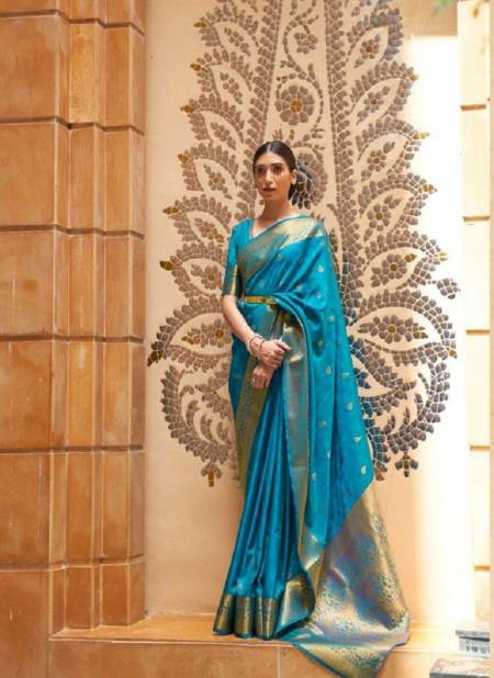 Blue Colour Kalandi Silk By Rajtex Designer Saree Catalog 197005