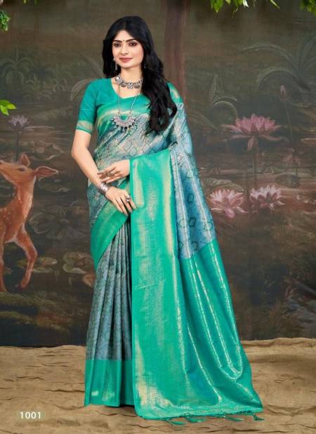 Blue Colour Kalanidhi Vol 3 By Bunawat Wedding Wear Kanjivarm Silk Wholesale Sarees Suppliers In Mumbai 1001