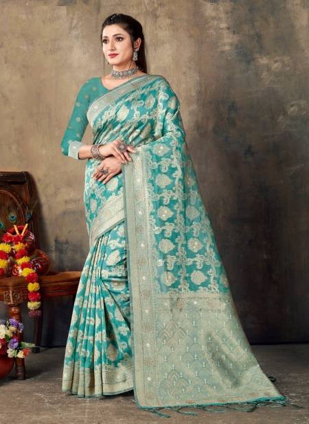 Blue Colour Kalash By Sangam Designer Saree Catalog 10123