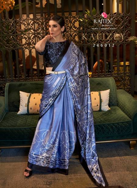 Blue Colour Kalizey By Rajtex Printed Japan Crepe Saree Suppliers In India 246012