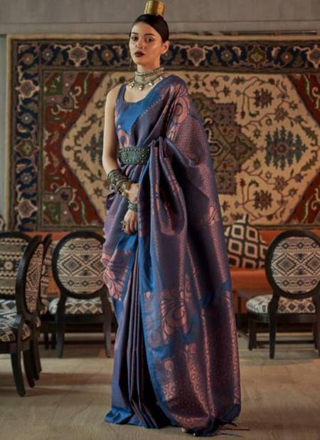 Blue Colour Kanmani Silk Designer Wholesale Wedding Wear Sarees 2003