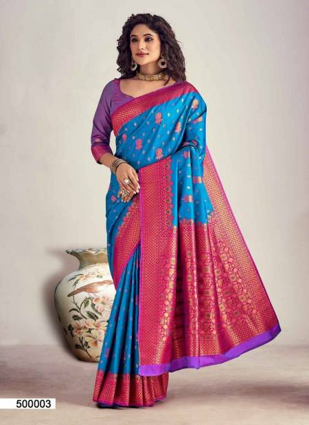 Blue Colour Kanyaa Silk By Rajpath Soft Silk Wedding Sarees Wholesale Market In Surat 500003