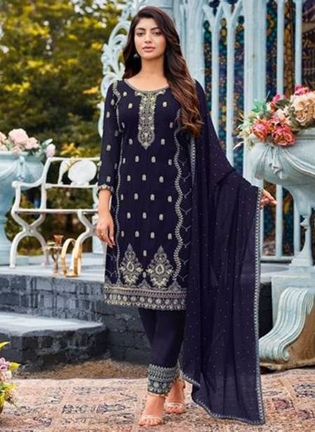 Blue Colour Kashish Festive Wear Wholesale Georgette Salwar Suit Catalog 2014 B