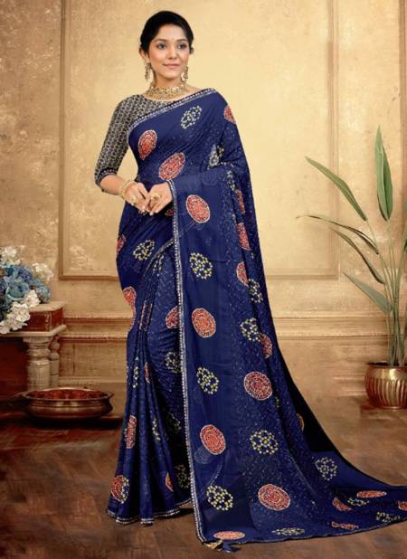 Blue Colour Kashvi Wholesale Printed Sarees Catalog 11505