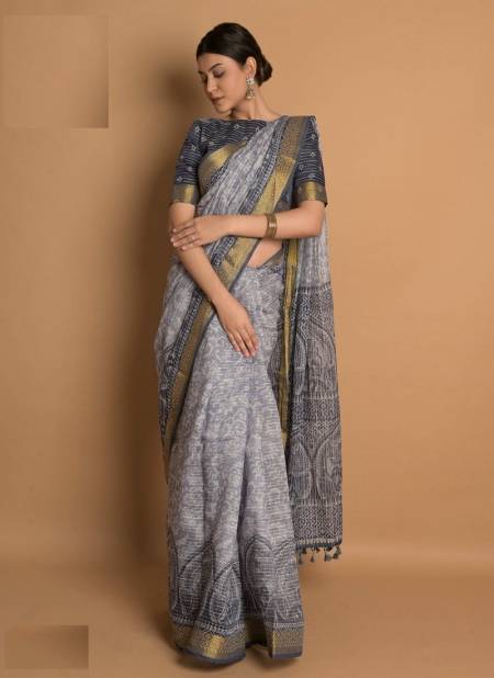 Blue Colour Katha Cotton By Ashima Printed Saree Catalog 8101