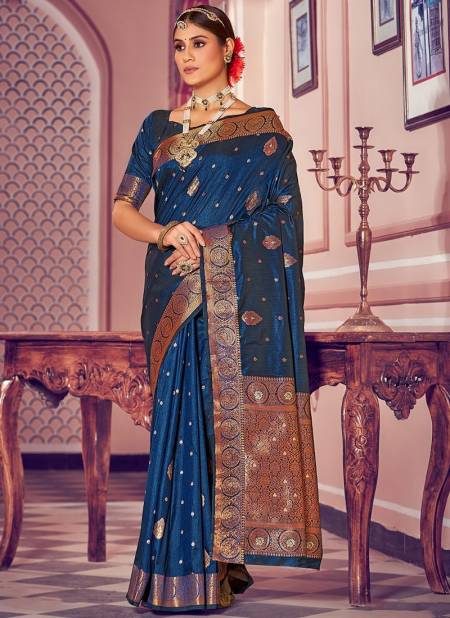 Blue Colour Kavyanjali Sangam Function Wear Wholesale Silk Sarees Catalog 11517
