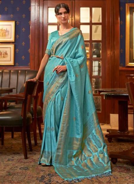 Blue Colour Kazel Silk Wholesale Festive Wear Silk Saree Catalog 231002
