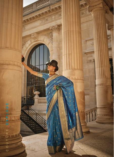 Blue Colour Khaddi Silk By Rajtex Handloom Weaving Saree Wholesale Online 348003