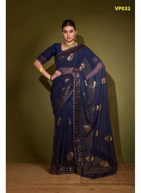 Blue Colour Khushi Brasso By Fashion Berry Gegorgette Saree Catalog 32