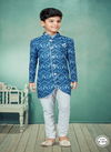 Blue Colour Kids Indo Western Sherwani Catalog K 575