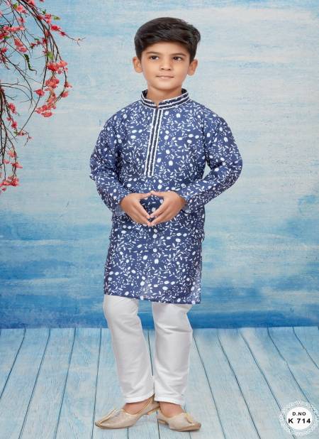 Blue Colour Kids Kurta Pajama And Indo Western Catalog K 714