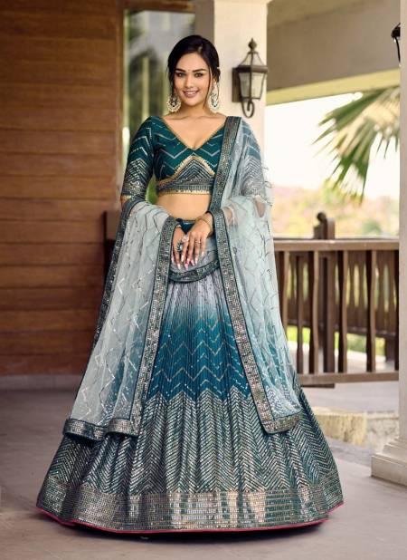 Blue Colour Kimaya By Zeel Clothing Wedding Chinon Lehenga Choli Wholesale Shop In Surat 5057-Blue