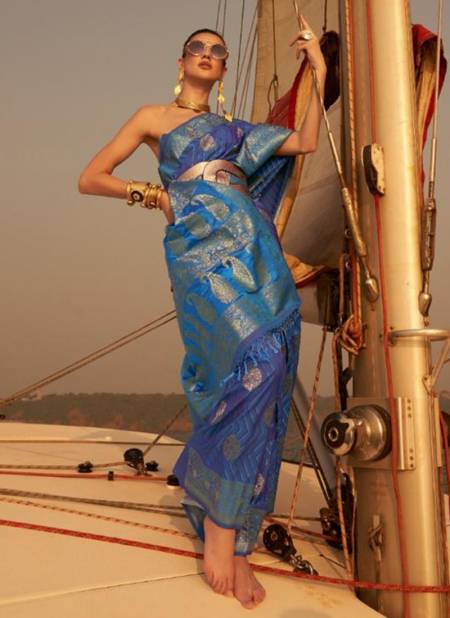 Blue Colour Kingstone Silk Festive Wear Wholesale Designer Sarees 305004    