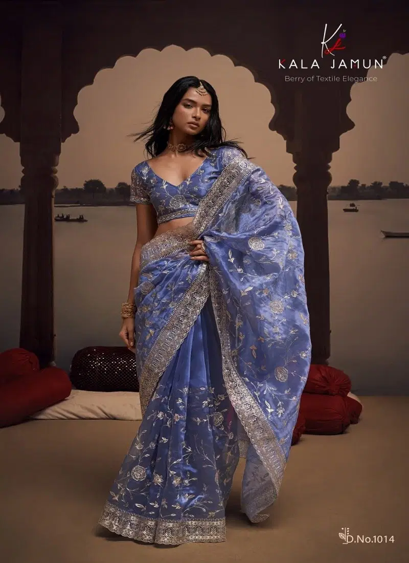 Blue Colour Kora By Kala Jamun Designer Wedding Wear Saree Wholesale Online 1014