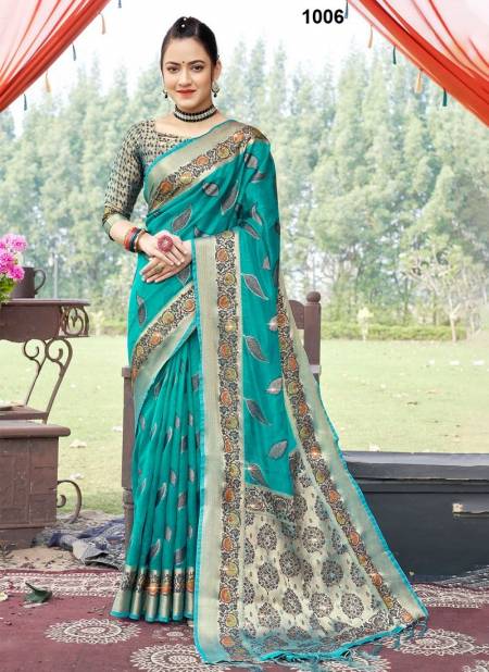 Blue Colour Krisna By Sangam Wedding Sarees Catalog 1006