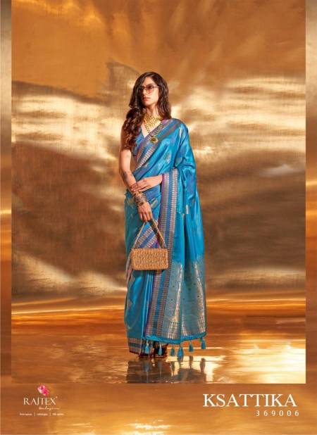 Blue Colour Ksattika By Rajtex Handwoven Satin Silk Sarees Wholesale Market In Surat 369006