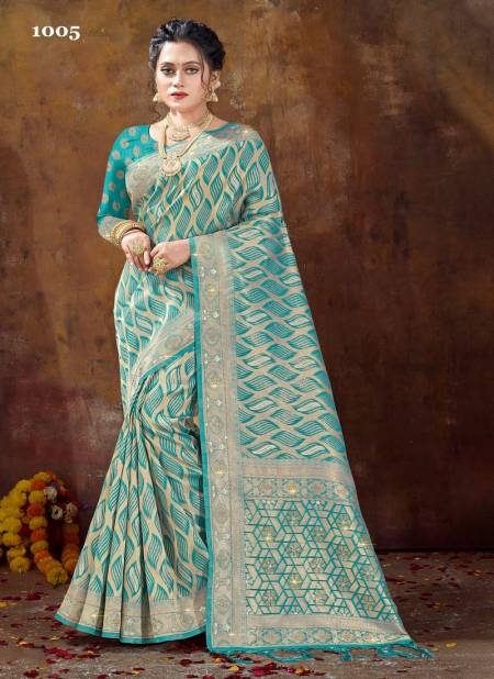 Blue Colour Lajja By Sangam Wedding Saree Catalog 1005