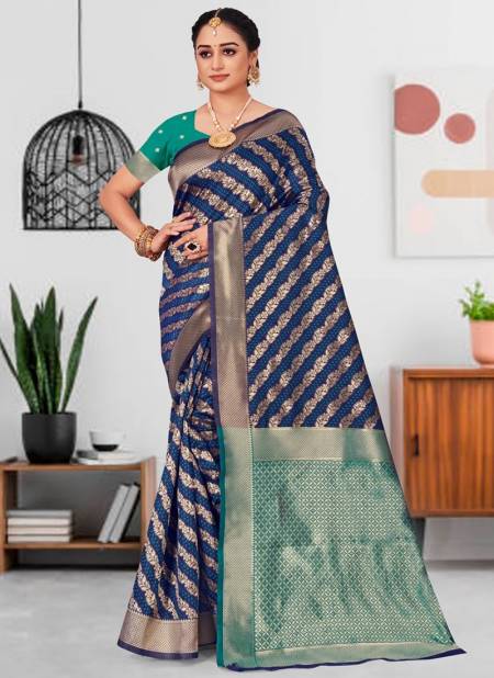 Blue Colour Lajwanti Festive Wear Wholesale Printed Sarees 2728