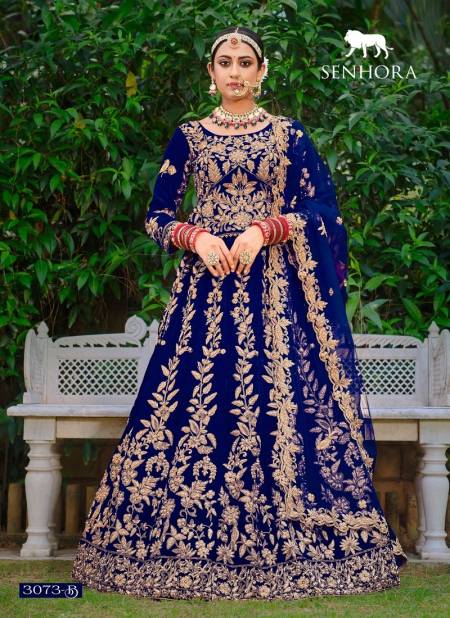 Blue Colour Latika By Senhora Velvet With Dori Work Function Wear Designer Lehenga Choli Catalog 3073 B