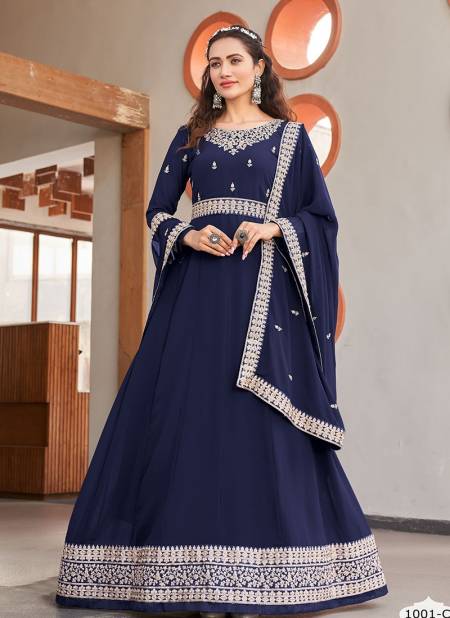 Blue Colour Liya Wedding Wear Wholesale Gown 1002 C