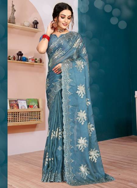 Blue Colour Love Affair Function Wear Wholesale Printed Sarees 6793