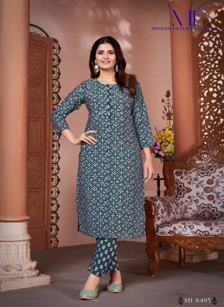 Blue Colour Magic Vol 1 By Moksh Royal Silk Kurti With Bottom Wholesalers In India 8493