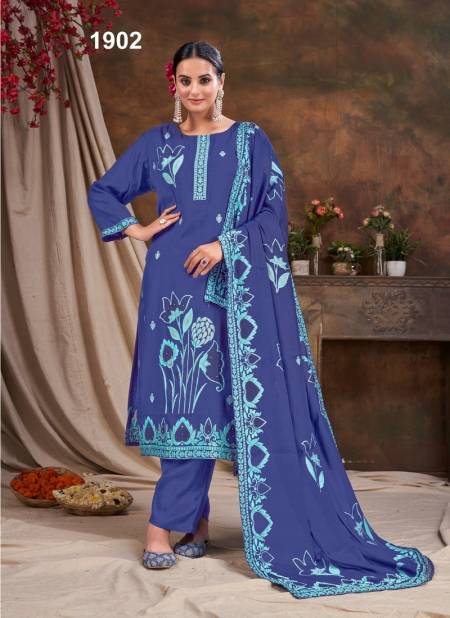 Blue Colour Mahendi By Jivora Heavy Jacquard Readymade Suits Wholesale Suppliers In India 1902