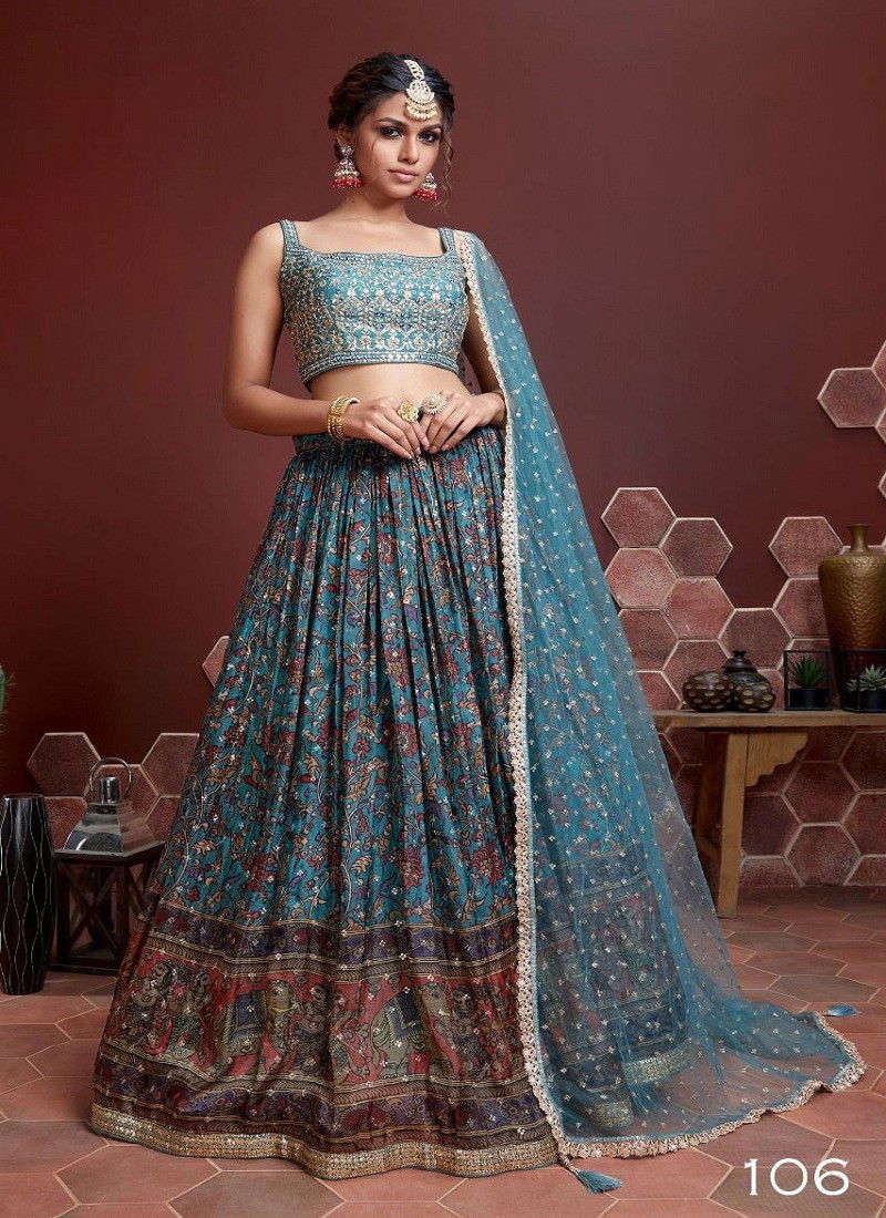 Blue Colour Mandakini Vol 1 By Zeel Clothing Wedding Wear Lehenga Choli Exporters In India 106