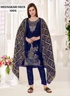 Blue Colour Meenakari Neck Daman By Rahul Nx Banarasi Dress Material Catalog 1004