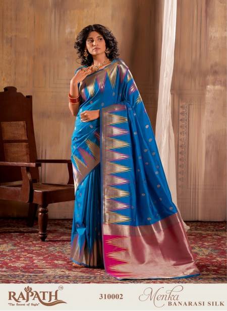 Blue Colour Menka Silk 310000 By Rajpath Banarasi Silk Occasion Saree Wholesale Shop In Surat 310002
