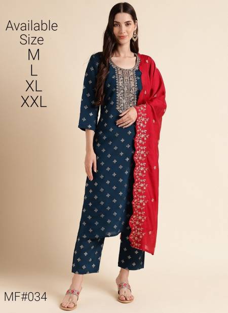 Blue Colour Mesmora Occasion Wear Readymade Silk Suits Wholesale Market In Surat With Price MF034