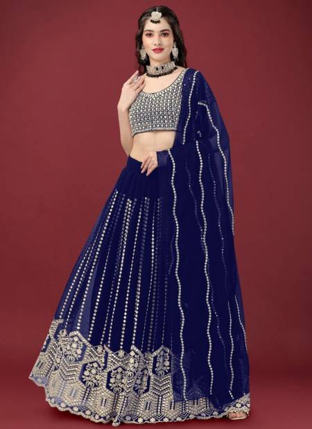 Blue Colour Monalisaa Vol 7 Biva Wedding Wear Wholesale Designer Lehenga Choli Catalog 17004
