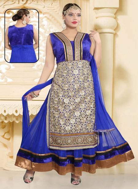 Blue Colour N F Gown 026 Soft Net Readymade Suit Catalog N F G 860