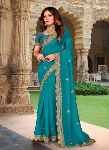 Blue Colour Nari Fashion By Zeina Party Wear Saree Catalog 6998