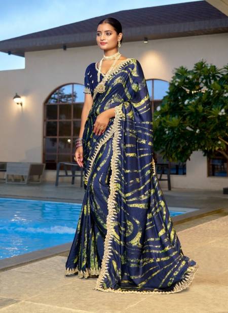 Blue Colour Nirvee By Sr Velvet Chiffon Embroidery Wholesale Saree Suppliers In Mumbai 1009