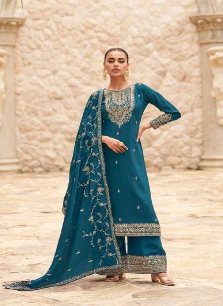 Blue Colour Ogaan By Aashirwad Premium Silk Designer Salwar Kameez Catalog 9688