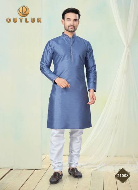 Blue Colour Outluk Wedding Collection Vol 21 Pure Silk Mens Wholesale Kurta Pajama Manufacturers 21008