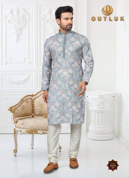 Blue Colour Outluk Wedding Collection Vol 3 Mens Wear Kurta Pajama Catalog 3002