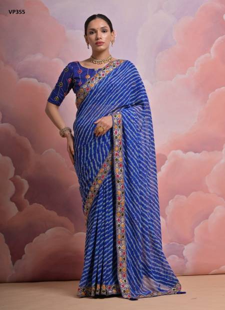 Blue Colour Pari By Fashion Berry Georgette Printed Saree Orders In India VP355