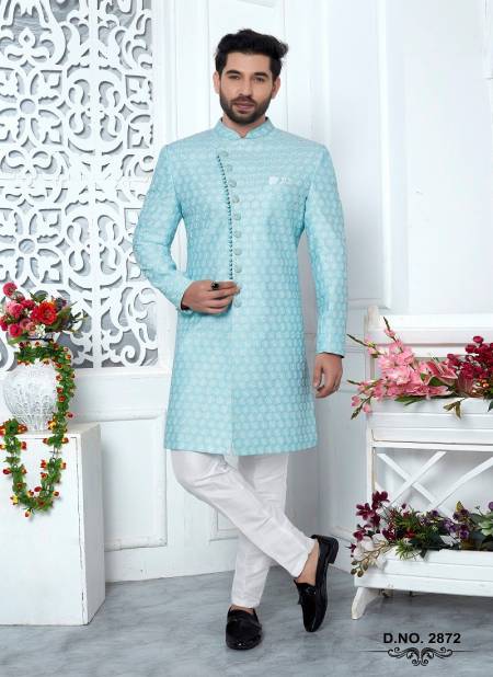 Blue Colour Party Wear Mens Desginer Indo Western Wholesale Market In Surat 2872
